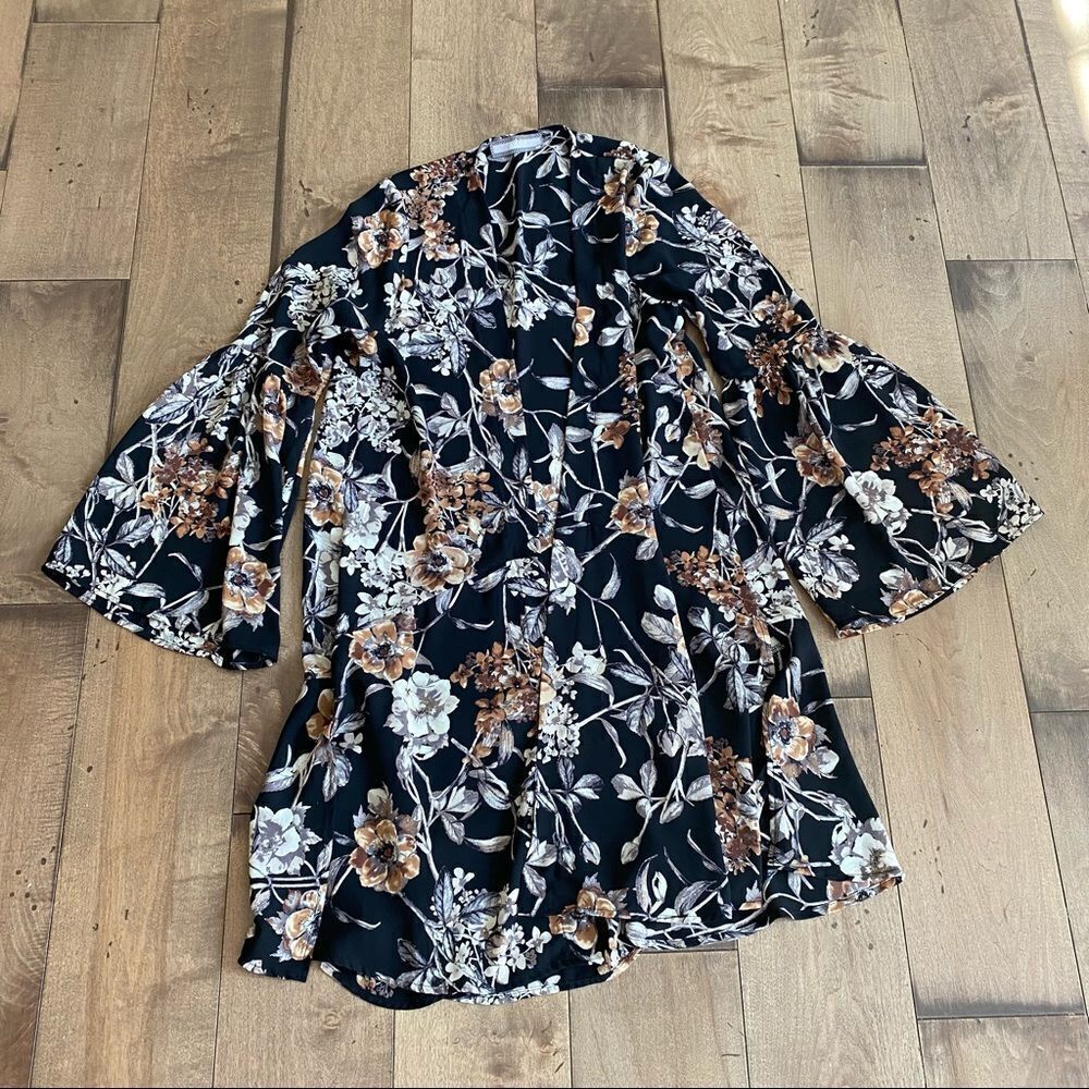 Addie floral Kimono Duster Open Sheer Cover Up Top S